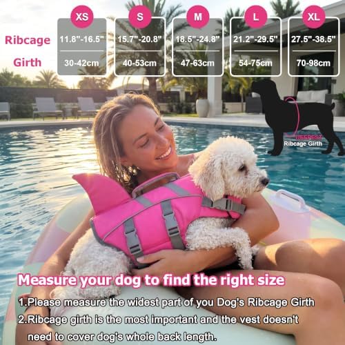 Dogcheer Dog Life Vest Shark, Life Jacket for Dogs, Swim Vest- Lt Pink,XS