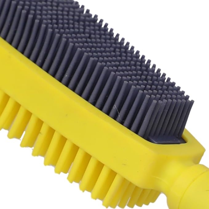 Rubber Pet Hair Removal Brush, Dogs Cats Hair Lint Remover Tool Massage Bath Comb Brush for Cleaning and Grooming (Yellow and Black)