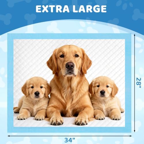 80 Count X-Large Puppy Pads, 28 x 34 in Heavy Duty Dog Pee Pads, Leak-Proof