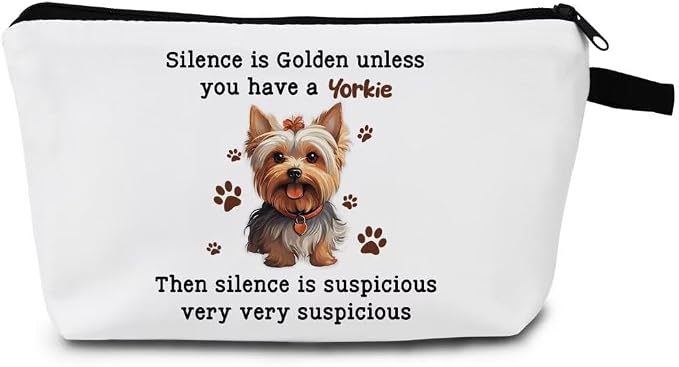 Yorkie Lover Makeup Bag Yorkie Gift For Dog Lover Yorkie Mom Gift Zipper Makeup Bag