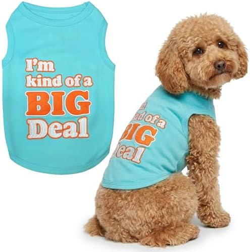 Parisian Pet Dog Shirt – 100% Cotton Shirts for Large Dogs – Sleeveless Big Deal Pet Vest – Lightweight and Breathable Dogs Apparel – Cute Summer Dog Clothes - Stretchy T Shirts for Pets