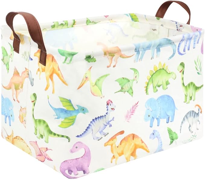 Rectangle Dinosaur Basket,Kids Toy Storage Bin,Storage Bins Organizer for Boys Nursery Hamper,Baby Room Decor,Gift Basket for Boy and Girl(Dinosaurs)