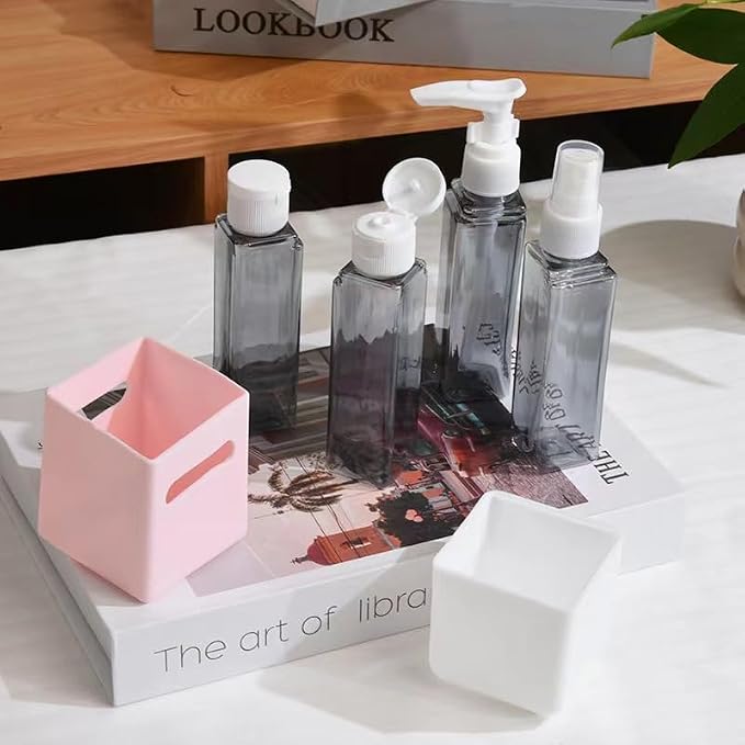 4 in 1 Travel Dispenser, 4 Pack Travel Bottles for Toiletries, Leak Proof Travel Size Containers, Portable Containers for Shampoo Lotion Conditioner Cream (PINK 60 ML)