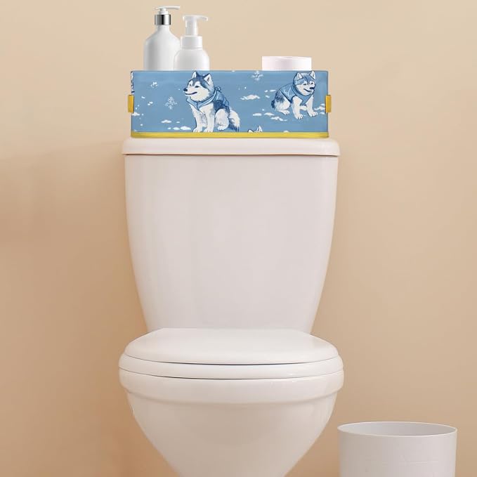 Wolf Winter Blue Cold Bathroom Storage Basket, Foldable with Handle Open Countertop Paper Towel Decorative Box, Toilet Tank Top Shelf Baskets for Home Closet Bedroom Living Room Office