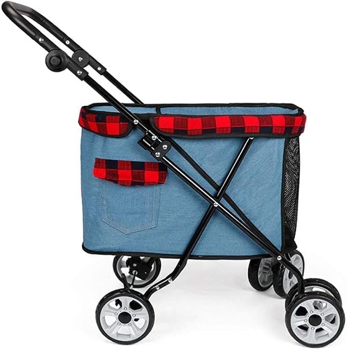 Lightweight Dog Strollers for Small Dogs Prime Dog Stroller Buggy 360° Smooth Front Wheel (Black Blue) (Light Blue)