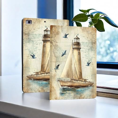 for Microsoft Surface Go 4/3/2/1-10.5" 2021 Tablet Case,Auto Wake/Sleep,Adjustable Stand Protective Cover - Vintage Nautical Map