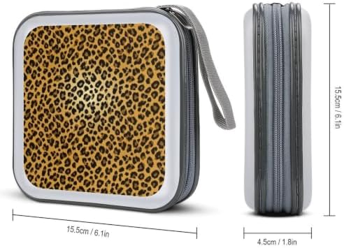 DVD Holder Case Leopard Print 40 Capacity Hard Shell CD Organizer Box | Disc Storage Binder Leopard Print Protective DVD Organizer Wallet for Music Movie Game