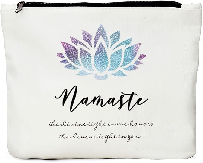 Namaste Yoga Makeup Bag, Meditation Gifts Cosmetic Bag Toiletry Pouch | Meditation Accessories, Cartoon Zen Cosmetic Pouch, Christmas Birthday Gift for Yoga Lovers Beginners Teachers Instructors