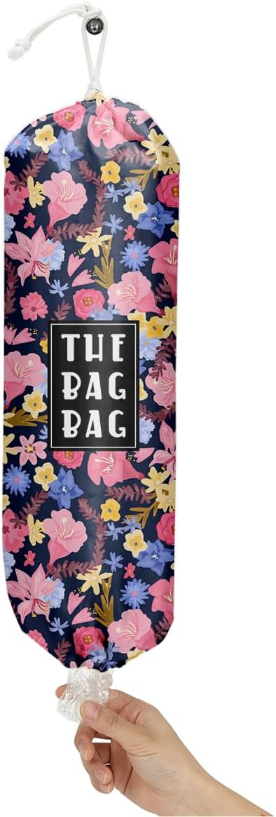 Plastic Bag Holder,Reusable And Washable Country Style Grocery Bag organizer,For Home Kitchen Travelling Camping Decor, use 1 Pack,Retro Flowers Pattern