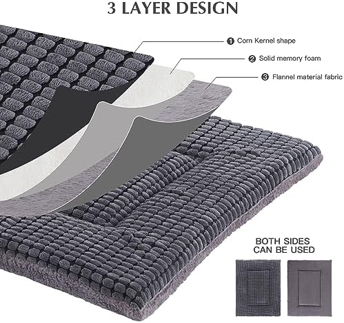 BVAGSS Reversible Dog Crate Pad, Memory Foam Pet Bed Mat, Soft Warm Machine Washable Sleeping Kennel Mattress for Small Medium Dogs XH079 (36''x23''x1.6'',Light Grey)