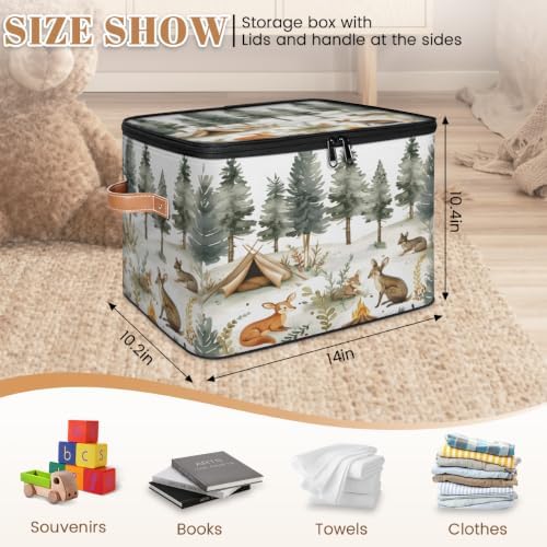 Squirrel Wildlife Storage Box with Zipper Lid | Collapsible, Fabric, Storage Bin, Handle, Large, Closet Organizer, Containers, Bedroom, Home, Forest Animals