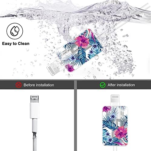 Cute Flowers Cable Protector for iPhone Type-c Charger,Red Roses Camellia Green Leaves Bouquet Pattern 4 PCS Set Cable Protector for Women Girls Kids Teen,Cable Chomper,Phone Charger Saver-Clear