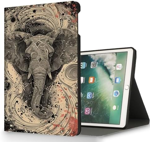 for Microsoft Surface Pro X/Pro X Plus-13 2019/2020/2021/2024 Tablet Case,Auto Wake/Sleep,Adjustable Stand Protective Cover - Vintage Elephant Totem
