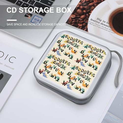 Hard Shell DVD Storage Binder Dinosaur, Holds 40 Discs, Portable Wallet with Carry Handle, Organizer for Car Home Office