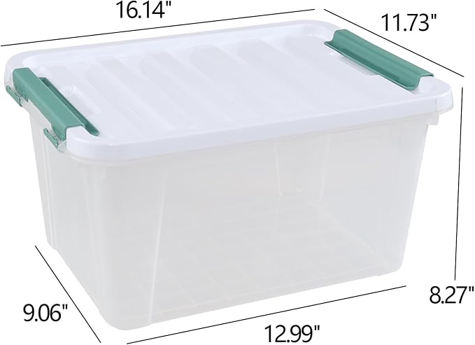 6-Pack Plastic Storage Bins with Lids, 20 L Clear Storage Containers