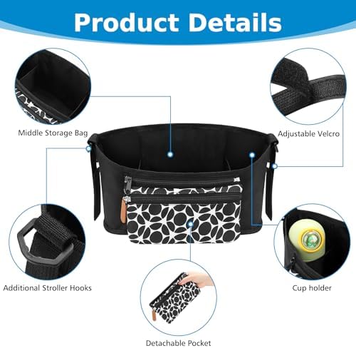 Accmor Universal Stroller Organizer with Detachable Phone Bag, Stroller Bag Caddy Organizer Stroller Accessories for Uppababy, Baby Jogger, Nuna, Doona, Britax Strollers