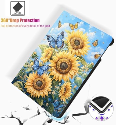 for Microsoft Surface Pro 8-13" 2021 Tablet Case,Auto Wake/Sleep,Adjustable Stand Protective Cover - Sunflower Butterfly