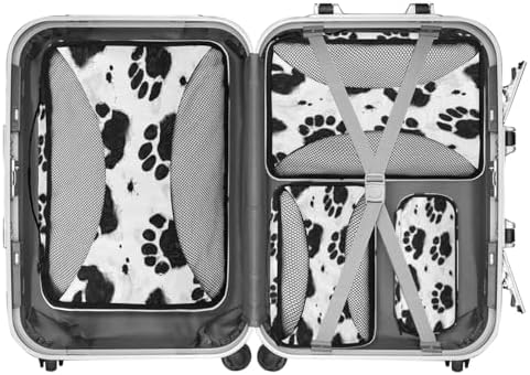 Animal Paw Prints 4 Set Packing Cubes Luggage Organizer Bags for Travel Accessories and Essentials, Dog Paw