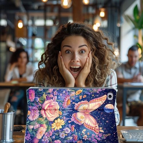 for Microsoft Surface Pro 7 Plus,Surface Pro 7/6/5/4 12.3" Tablet Case,Auto Wake/Sleep,Adjustable Stand Protective Cover - Butterfly Flower