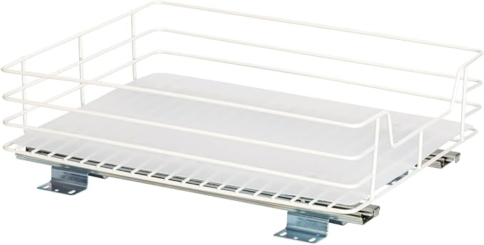 Household Essentials Painted Steel Pull-Out Pantry Basket, White