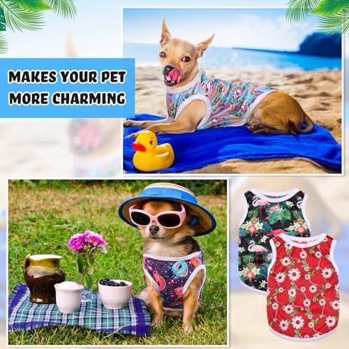32 Pack Summer Hawaiian Dog Shirts for Small Dogs T-Shirts Pet Shirt Doggie Vest Puppy Clothes Flamingo Top Sleeveless Apparel for Cats(L)