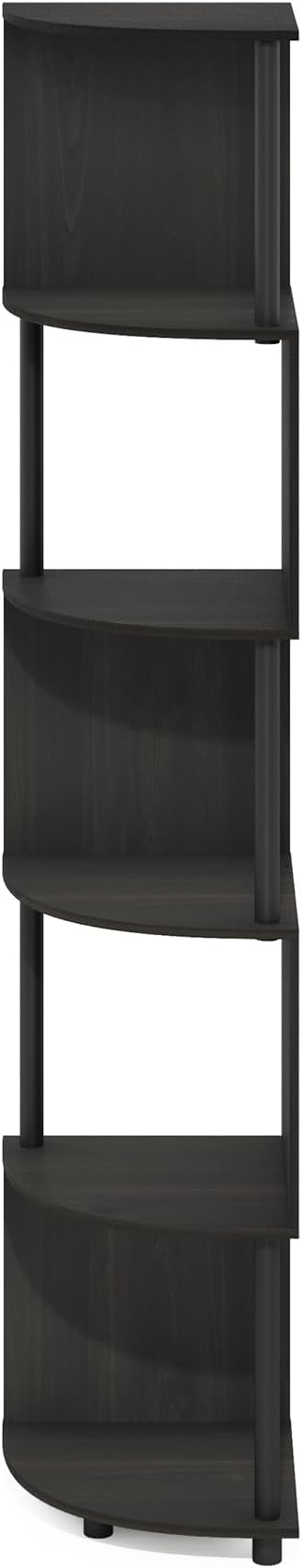 Furinno ECON Corner Shelf, 5-Tier Corner Book Shelf, Zigzag Storage Shelves, Display Rack, Bookshelf, for Organization and Storage, Living Room, Home Office, Espresso