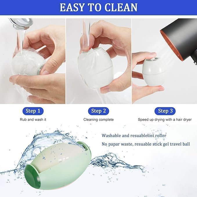 2-Pack Washable Sticky Roller, Pet Hair Remover, Reusable Lint Roller Ball, Portable Home Travel Lint Roller, for Clothes, Sticky Cleaner, Dust Fuzz Fur for Travel Househol