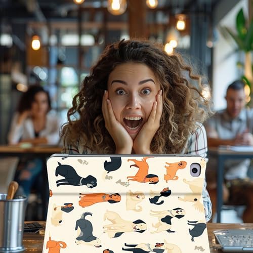 for Microsoft Surface Go 4/3/2/1-10.5" 2021 Tablet Case,Auto Wake/Sleep,Adjustable Stand Protective Cover - Cute Cartoon Dog