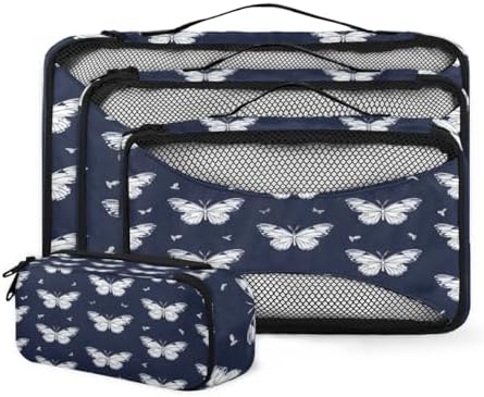 Butterfly 4 Set Packing Cubes Luggage Organizer Bags for Travel Accessories and Essentials, Butterfly Print