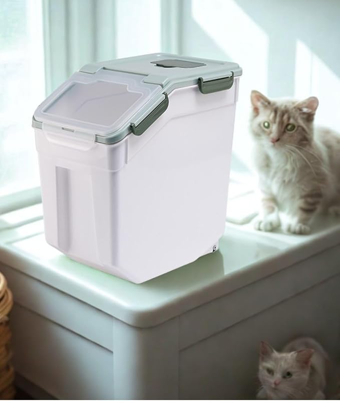 Rice Storage Container 25 lbs, 2 Packs Large Flour Storage Containers with Seal Locking Lid & Wheels, BPA Free Rice Dispenser, Measuring Cup | Scoop, for Sugar Cereal Dry Food -Green