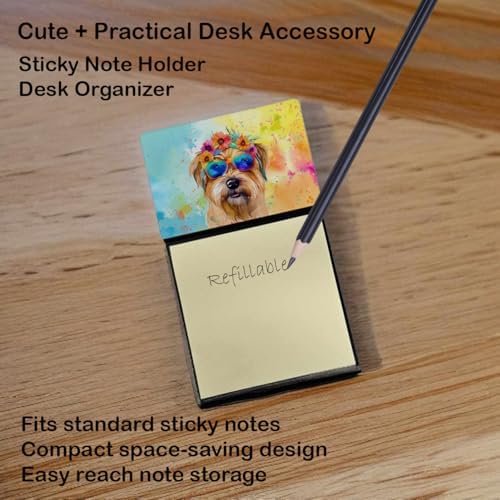 Caroline's Treasures Cairn Terrier Hippie Dawg Sticky Note Holder Refillable Dispenser Self-Sticky Note Pads, Memo Pads Blank Desk Accessories
