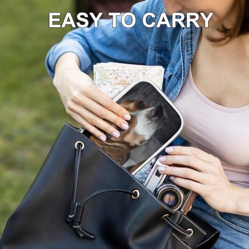Ovely Pet Dog Beagle Makeup Bag Pen Bag Zipper Pouch | Cosmetic Bag -PU Sturdy and Durable,Soft,Comfortable with Built-in Small Compartments and Zipper design for Office and Travel