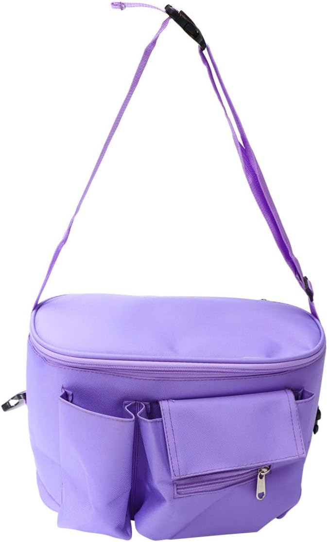 Purple Oxford Fabric Stroller Hanging Storage Bag with Multi-pocket Compact Design for Stroller and Cart Handle, Space Saving Organizer for Outgoings and Business Trips