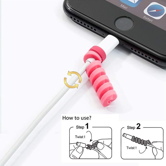 36 PCS Cable Protectors for iPhone iPad Charger End Cord Savers with 2 Desk Cable Clips, VIWIEU Spiral USB Wire Protector for Headphone MacBook Laptop Earphone Cell Phone Cute Cable Wrap Accessories