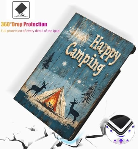 for Microsoft Surface Pro 7 Plus,Surface Pro 7/6/5/4 12.3" Tablet Case,Auto Wake/Sleep,Adjustable Stand Protective Cover - Happy Camping