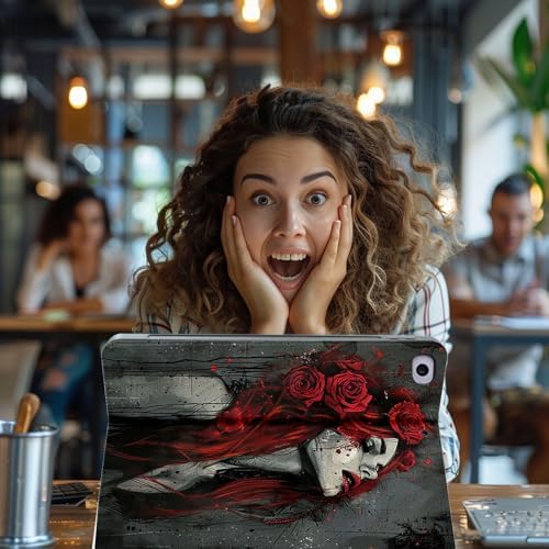 for Microsoft Surface Pro 11/10/9-13" 2024/2022 Tablet Case,Auto Wake/Sleep,Adjustable Stand Protective Cover - Rose Girl Dark Art