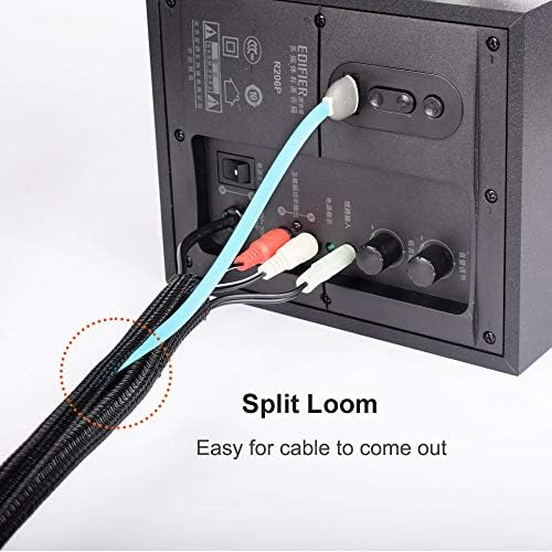 ZhiYo 6.6ft - 1/2 inch Cable Sleeve & Cable Management Box Black Bundle
