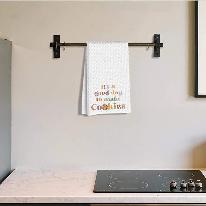 Baking Gifts Kitchen Towels 24x14 Inch, Gifts for Bakers Cookie Lovers Cooks Reusable Dish Towels for Kitchen Baking Decor, Waffle Weave Absorbent Hand Towel, It's a Good Day to Make Cookies