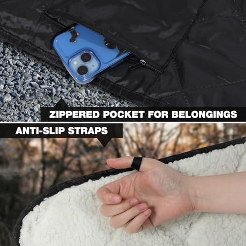 REDCAMP Large Camping Blanket with Sherpa Lining, White 79"x59" | Cold Weather Warm Thick Outdoor Blanket Comfy Foldable & Windproof for Camping Stadium,Car,Picnics,Pet,Trip,Machine Washable