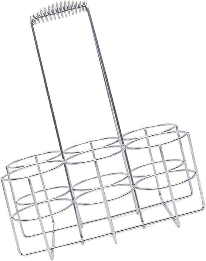 6 Pack Beverage Carriers with Ergonomic Handle Portable, L, B L | Storage Rack for BBQs and Gatherings, Carry Basket for Entertaining and Outdoor Use, Metal Wire Design