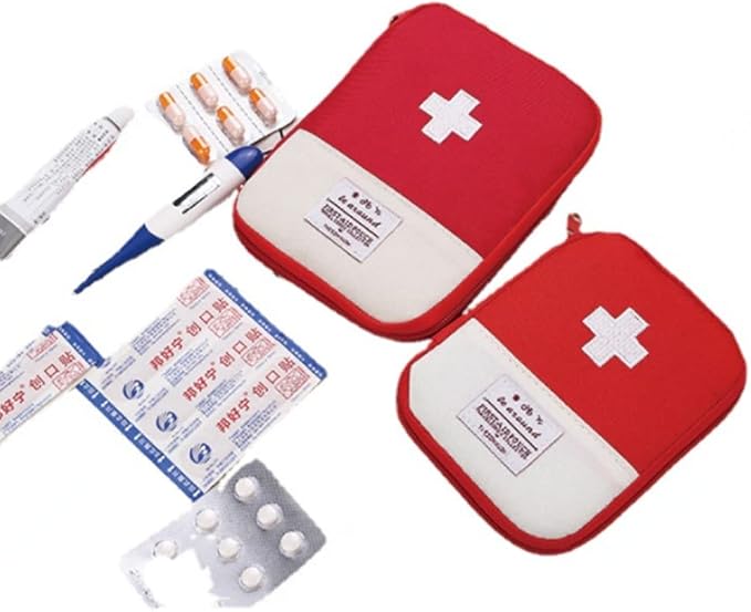 2 Packs Mini First Aid Kit, Empty First Aid Bag Mini Portable Medical Bag First Aid Pouch for Car Cycling Marathon Running Outdoor Camping Hiking Travel Emergency