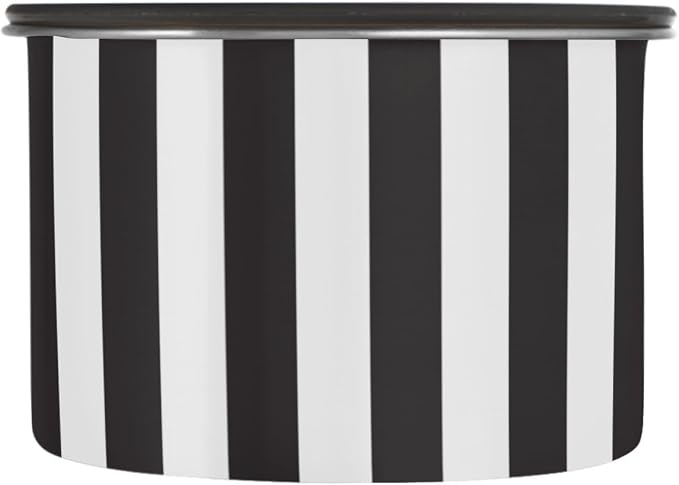 Black and White Stripes Airtight Food Canister, 17oz Stainless Steel Storage Jar for Coffee Beans Tea Grains Snacks, Kitchen Organizer Decor