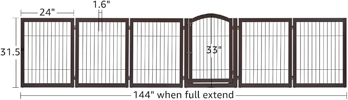 unipaws 144" Extra Wide Dog Gate and Pet Playpen with Walk Through Door