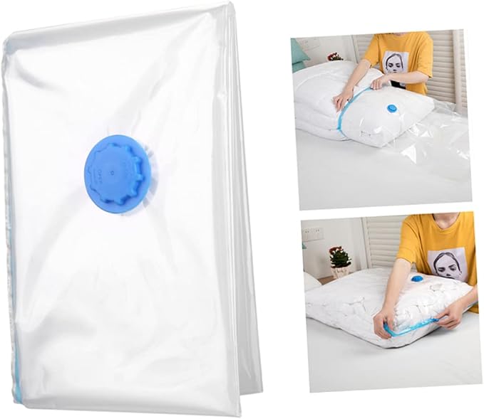Vacuum Storage Bag for Duvets and Clothes, 80x120cm White | PET and PE Materials, Foldable Organizer for Room Storage, Vacuum Compression, Space Saving for Home Use