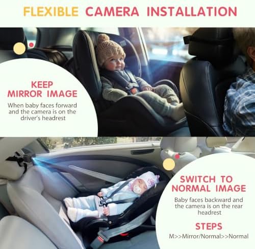 S100P Baby Car Camera with Ultra Night Vision, 5'' HD 1080P IPS Baby Car Monitor with 3X Zoom, Backseat/Carseat/Rear Seat Camera USB, Easy No-Damage Install, Safety for Infants and Pets (5 inch Green)