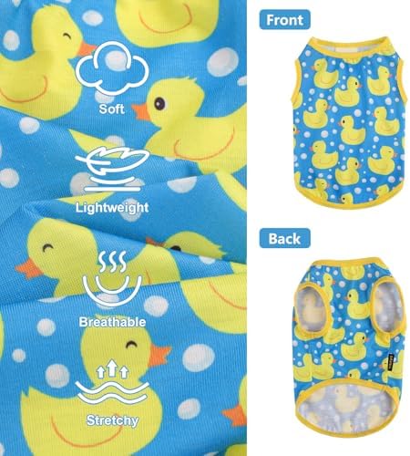 Dog Shirt Vest Dog Clothes for Small Dogs Boy Girl Stretchy Summer Puppy T-Shirts Soft Breathable Lightweight Puppy Sweatshirt Pet Cat Outfit (Blue Duck, X-Small)