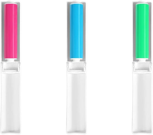 3 Pack Small Washable Reusable Lint Roller, Travel Size Gel Sticky Lint Roller, Portable Foldable Stick It Pet Hair Remover Cleaner for Clothes Furniture Household (3 Colors)