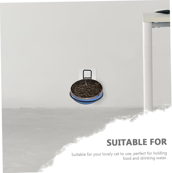 1Set Self Adhesive Pet Bowl Wall Bracket Dog Feeding Bowl Rack for Cats Dogs Space Saving Design for Wall Mounted Food and Water Holders Black