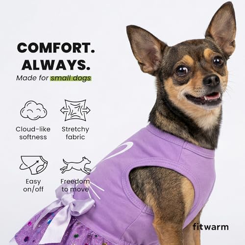 Fitwarm Easter Bunny Dog Dress, Holiday Dog Clothes for Small Dogs Girl, Pet Easter Outfit, Purple, White, Large