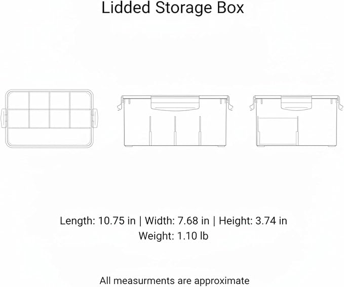 10.75 x 7.68 x 3.74 Inch Clear Storage Box with Removable Dividers, Medium PET Organizer Bin for Tackle and Craft Supplies (1 Pack)